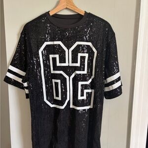 Black Sequin Number 62 T-Shirt dress